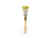 Round Five Stone Engagement Ring Setting for a Fancy Yellow Lab-Grown Diamond | Prong Set Side Stones | Yellow Gold