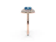 Fancy Blue Asscher Cut Diamond Halo Engagement Ring Set in Rose gold with Solitaire Band and Prong Setting
