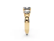 Asscher Cut Three Stone Engagement Ring Setting for a Black Center | Round Side Stones | Yellow Gold