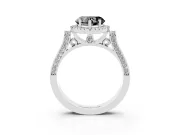 Heart-Shaped Pavé Halo Engagement Ring Setting for a Black Center | Sterling Silver