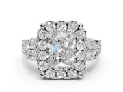 Radiant Cut Halo Side Cluster Engagement Ring Setting | Graduated Channel Band | Sterling Silver
