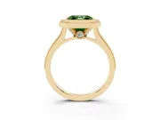 Asscher Cut Vintage Milgrain Halo Engagement Ring Setting for a Fancy Green Lab-Grown Diamond | Bezel Head | Yellow Gold