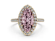 Marquise Halo Engagement Ring Setting for a Fancy Pink Lab-Grown Diamond | Pave Shoulders | Yellow Gold