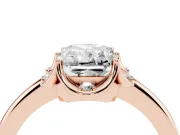 Radiant Cut Scalloped Petal Halo Engagement Ring Setting | Plain Band | Rose Gold