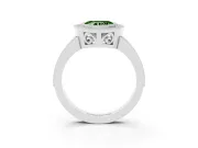 Fancy Green Heart Cut Diamond Round Halo Ring Set in White gold with Pavé Band