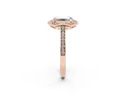 Emerald Cut Petal Tip Halo Engagement Ring Setting | Single Row Pavé Band | Rose Gold
