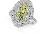 Canary Yellow Marquise Lab-Grown Diamond Double Halo Statement Ring Set in Platinum with Pavé Band