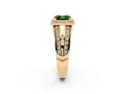 Asscher Cut Halo Engagement Ring Setting for a Fancy Green Lab-Grown Diamond | Two-Row Pave Split Shank | Yellow Gold