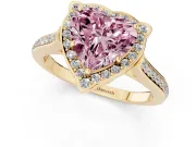 Heart-Shaped Petal Tip Halo Engagement Ring Setting for a Fancy Pink Lab-Grown Diamond | Pavé Band | Yellow Gold