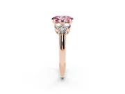 Oval Side Stone Engagement Ring Setting for a Fancy Pink Lab-Grown Diamond | Rose Gold