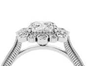 Cushion Cut Vintage Scalloped Halo Engagement Ring Setting | Milgrain Pavé Band | Platinum