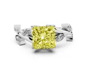 Princess Cut Twisted Vine Engagement Ring Setting for a Fancy Yellow Lab-Grown Diamond | Platinum