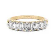 Emerald Cut Lab-Grown Diamond Half Eternity Band | Corner Claw Prongs | Yellow Gold