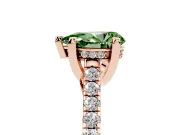Pear-Shaped Hidden Halo Pave Engagement Ring Setting for a Fancy Green Lab-Grown Diamond | Claw Prongs | Rose Gold