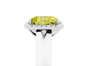 Fancy Yellow Radiant Cut Diamond Halo Ring Set in Silver with Cathedral Band and Prong Setting