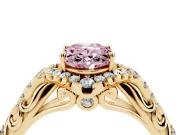 Oval Hidden Halo Filigree Engagement Ring Setting for a Fancy Pink Lab-Grown Diamond | Yellow Gold