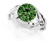 Round Leaf Bypass Engagement Ring Setting for a Fancy Green Lab-Grown Diamond | White Gold