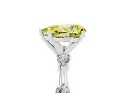 Fancy Yellow Pear Cut Diamond Solitaire Ring Set in Silver with Bezel Set Side Stones and Prong Setting