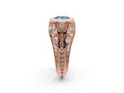 Round Vintage Bezel Engagement Ring Setting for a Fancy Blue Lab-Grown Diamond | Rose Gold