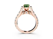 Emerald Cut Graduated Cathedral Engagement Ring Setting for a Fancy Green Lab-Grown Diamond | Side Stones | Rose Gold