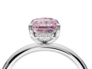 Radiant Cut Hidden Halo Ring Setting for a Fancy Pink Lab-Grown Diamond | Sterling Silver
