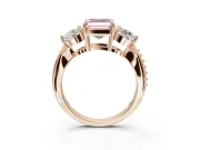 Asscher Cut Three Stone Engagement Ring Setting for a Fancy Pink Lab-Grown Diamond | Tapered Pave Band | Rose Gold