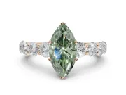 Marquise Side Stone Engagement Ring Setting for a Fancy Green Lab-Grown Diamond | Scalloped Prong Accents | Rose Gold