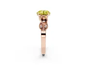 Fancy Yellow Round Cut Diamond Milgrain Leaf Band Solitaire Ring Set in Rose gold with Accent Stones and Prong Setting