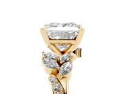 Princess Cut Diamond Solitaire Ring Set in Yellow gold with Marquise Twist Band and Prong Setting