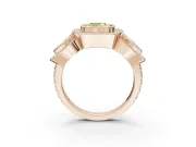 Cushion Cut Three Stone Halo Engagement Ring Setting for a Fancy Yellow Lab-Grown Diamond | Bezel Set | Rose Gold