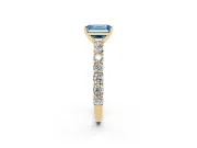 Emerald Cut Shared Prong Engagement Ring Setting for a Fancy Blue Lab-Grown Diamond | Yellow Gold