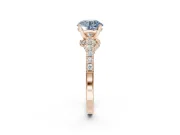 Round Pavé Solitaire Engagement Ring Setting for a Fancy Blue Lab-Grown Diamond | Crossover Gallery | Rose Gold