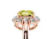 Princess Cut Graduated Milgrain Halo Engagement Ring Setting for a Fancy Yellow Lab-Grown Diamond | Rose Gold