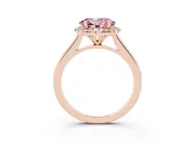 Oval Halo Engagement Ring Setting for a Fancy Pink Lab-Grown Diamond | Plain Polished Band | Rose Gold