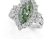 Marquise Halo Engagement Ring Setting for a Fancy Green Lab-Grown Diamond | Graduated Channel Band | Sterling Silver