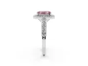 Emerald Cut Graduated Milgrain Halo Engagement Ring Setting for a Fancy Pink Lab-Grown Diamond | Platinum
