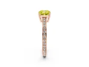 Cushion Cut Pave Solitaire Engagement Ring Setting for a Fancy Yellow Lab-Grown Diamond | Accented Basket | Rose Gold