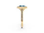 Asscher Cut Vintage Milgrain Halo Engagement Ring Setting for a Fancy Blue Lab-Grown Diamond | Bezel Head | Yellow Gold