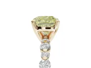 Cushion Cut Pavé Engagement Ring Setting for a Fancy Yellow Lab-Grown Diamond | Alternating Accents | Yellow Gold