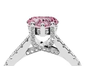 Heart-Shaped Hidden Halo Pave Engagement Ring Setting for a Fancy Pink Lab-Grown Diamond | Claw Prongs | White Gold