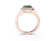 Fancy Green Heart Cut Diamond Halo Engagement Ring Set in Rose gold with Solitaire Band and Prong Setting