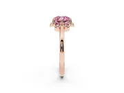 Cushion Cut Petal Halo Engagement Ring Setting for a Fancy Pink Lab-Grown Diamond | Rose Gold
