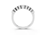 Round Diamond Bezel Half Eternity Band Set in Silver with Plain Lower Shank