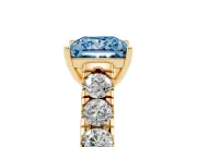 Princess Cut Engagement Ring Setting for a Fancy Blue Lab-Grown Diamond | Yellow Gold - Design NV-24643