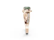 Cushion Cut Bypass Solitaire Engagement Ring Setting for a Fancy Green Lab-Grown Diamond | Pavé Strands | Rose Gold