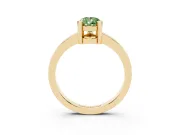 Fancy Green Pear Cut Diamond Solitaire Ring Set in Yellow gold with Prong Head and Smooth Polished Band