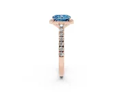 Radiant Cut Halo Pavé Engagement Ring Setting for a Fancy Blue Lab-Grown Diamond | Rose Gold
