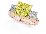 Princess Cut Three Stone Engagement Ring Setting for a Fancy Yellow Lab-Grown Diamond | Braided Band | Rose Gold