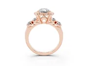 Radiant Cut Diamond Floral Halo Ring Set in Rose gold with Shared Prong Band