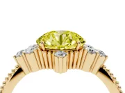 Round Cluster Engagement Ring Setting for a Fancy Yellow Lab-Grown Diamond | Yellow Gold